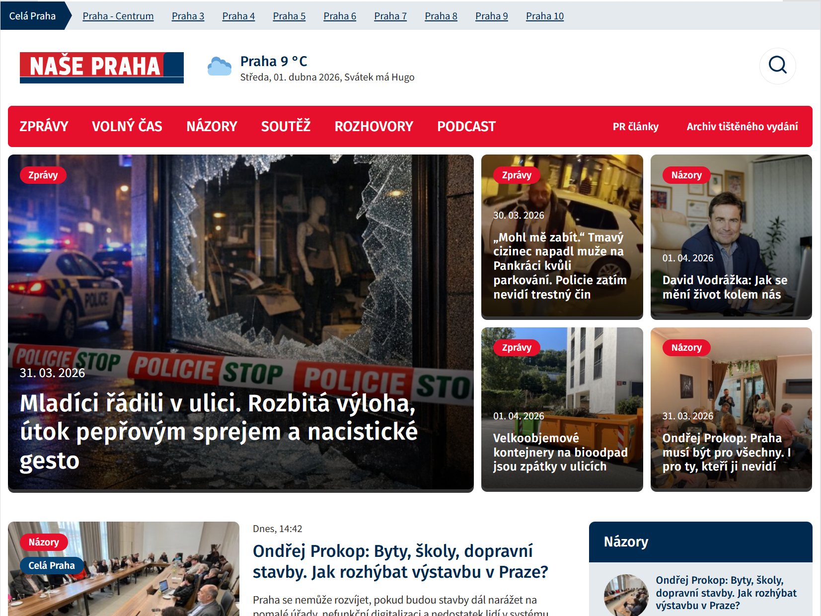 Screenshot of Nase Praha website